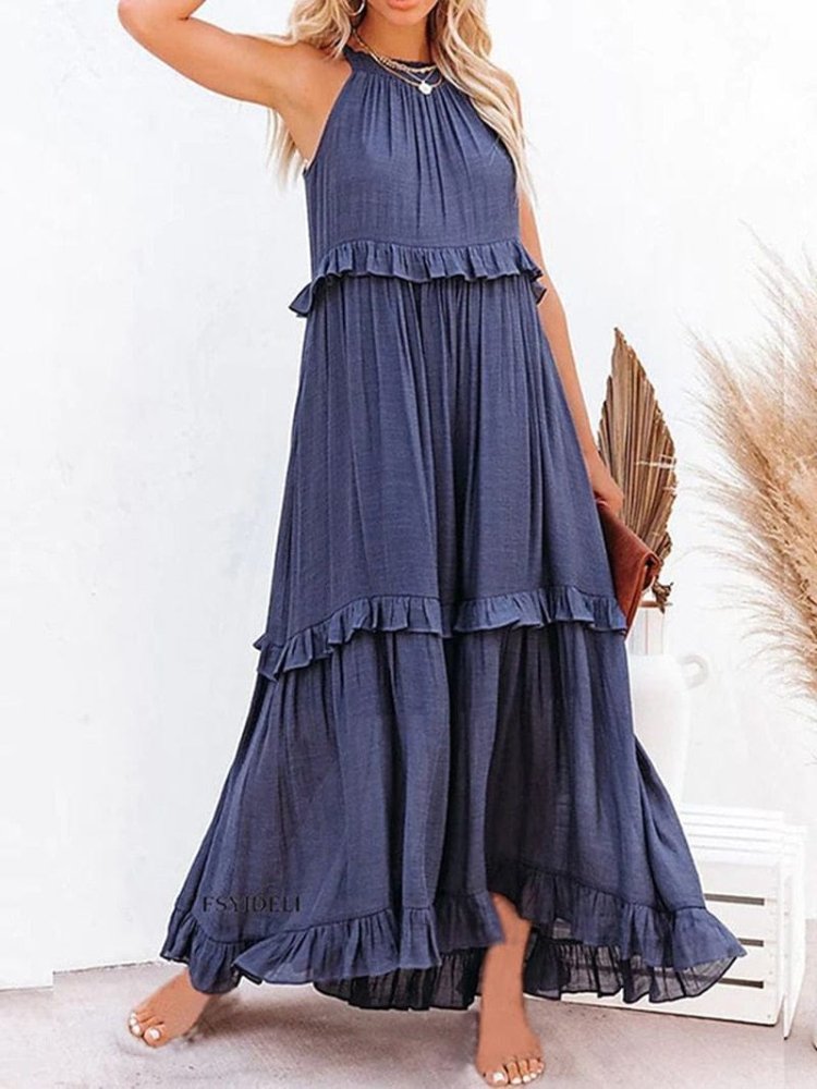 ANNA | LØS SOMMERLIG FESTKJOLE I MAXILENGDE – fra Nordic Boutique & Co. | Nordic Boutique & Co.